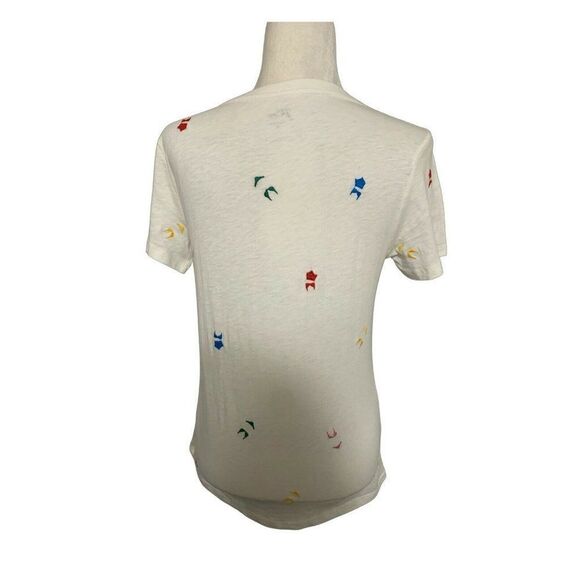 j crew womens white bikini print embroidered short sleeve top t shirt small - Picture 2 of 6